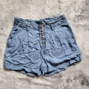 Have Green Marks On Back American Eagle Outfitters Women's Blue Button-Up Shorts